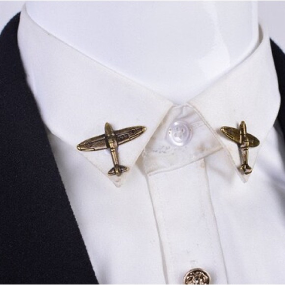 Mens Retro Aircraft Brooch Pin For Shirt Collar Jacket and Sweater Brooches - Picture 6 of 7